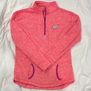 Ivory Ella Coral/Pink Quarter-Zip with Elephant Emblem